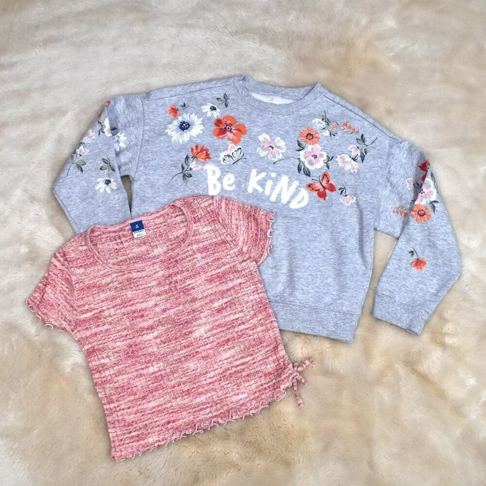 Girls Gray Sweatshirt Old Navy Short Sleeve T Shirt Size 8 Set